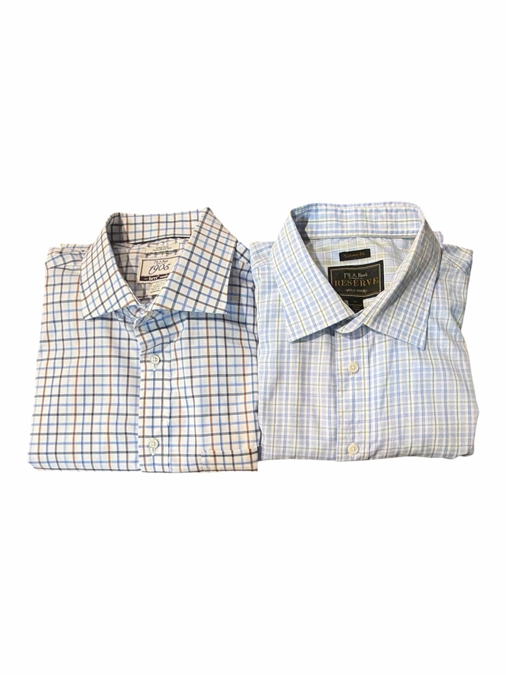 JoS A Bank Bundle 2 Dress Shirts Tailored Fit Sz L XL Blue